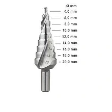 Stappenboor v. staal HSS 2A-S=4-20mm (+2)