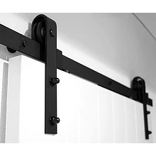 Binnenschuifdeursysteem zwart 200cm rails +2 hangrollen (of buiten onder overkapping)