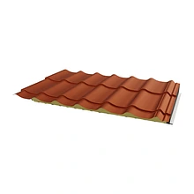 Dakpan isopaneel 40mm Rd 2,1m2/KW 110cm grandemmat terracotta (vrrd) RAL 8004